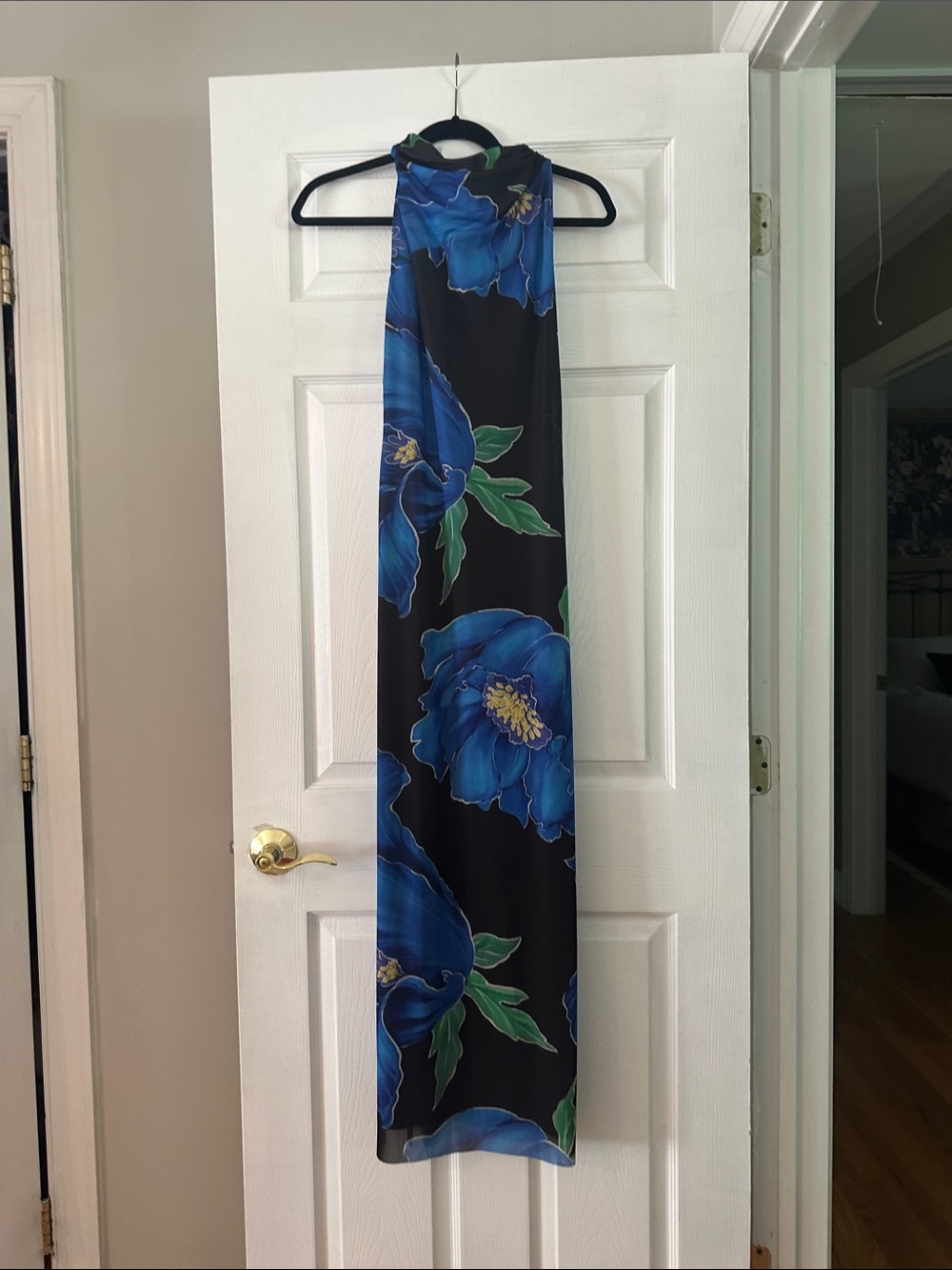 Zara blue and black floral maxi dress SMALL